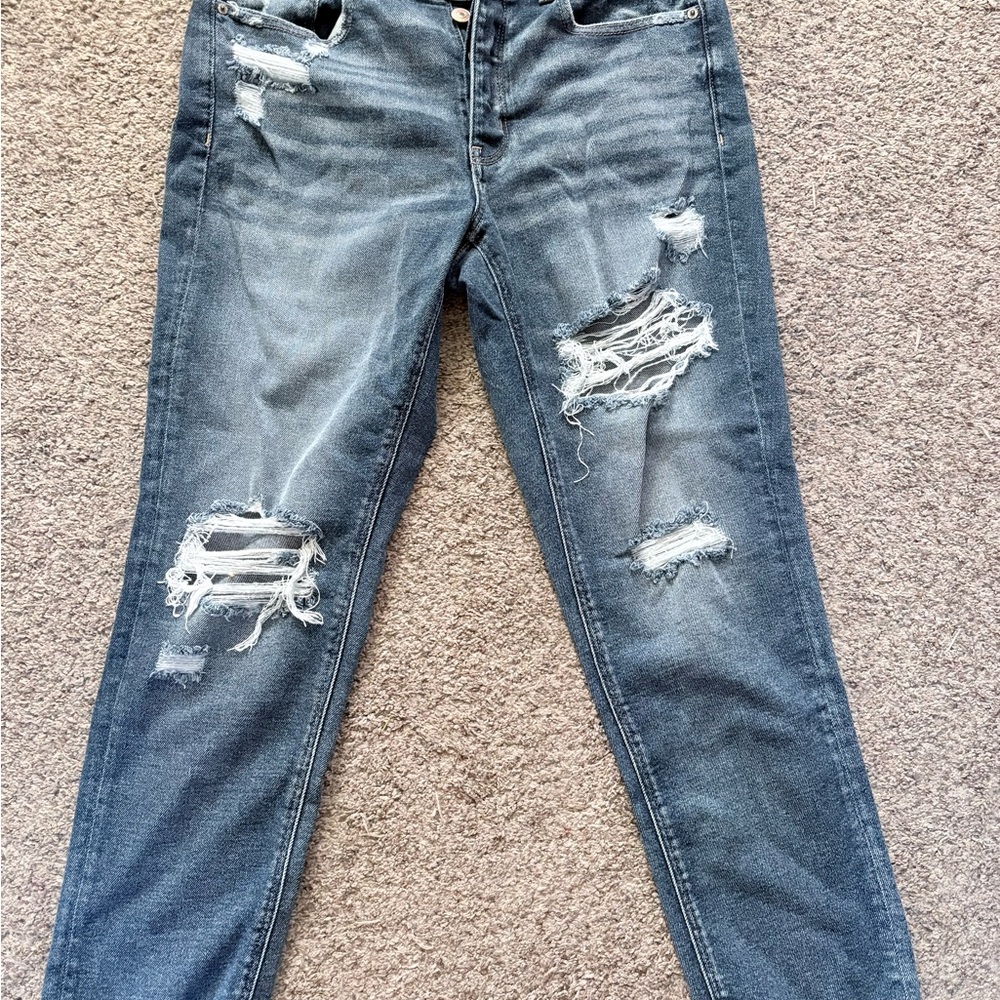 American Eagle Outfitters Blue Distressed Skinny Jeans